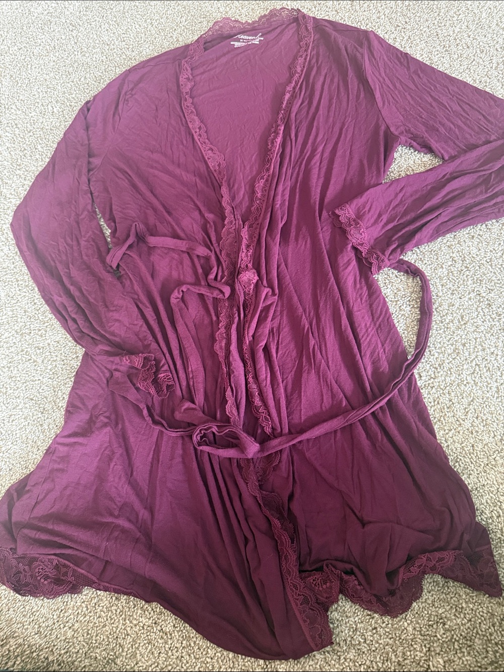 Victoria secert Women's Lace-Trim Robe - Plum modal size M feels amazing